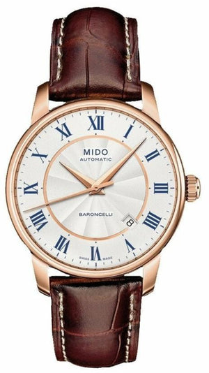 Mido Baroncelli III Automatic Silver Dial Brown Leather Strap Watch For Men - M8600.2.21.8 Buy Now By Mido