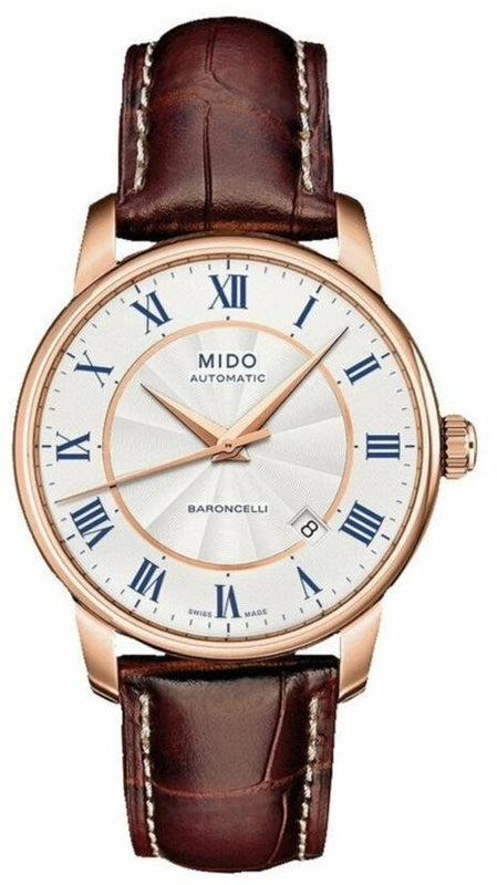 Mido Baroncelli III Automatic Silver Dial Brown Leather Strap Watch For Men - M8600.2.21.8 Buy Now By Mido