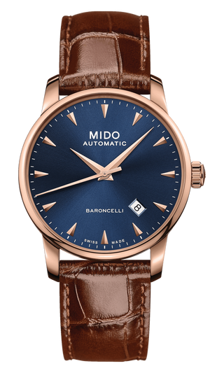 Mido Baroncelli III Automatic Blue Dial Brown Leather Strap Watch For Men - M8600.3.15.8 Buy Now By Mido