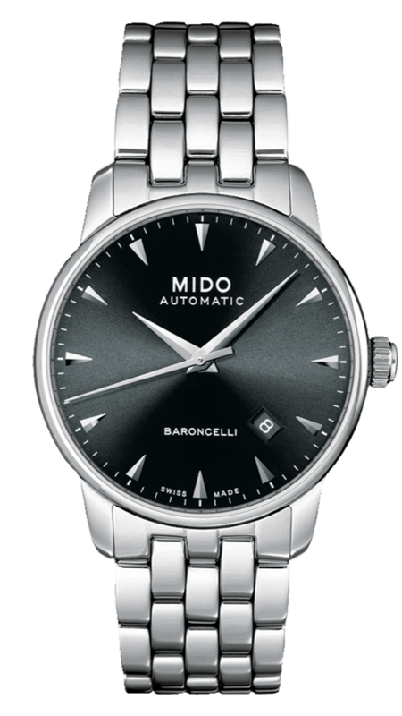 Mido Baroncelli Ii Automatic Black Dial Silver Steel Strap Watch For Men - M8600.4.18.1 Buy Now By Mido