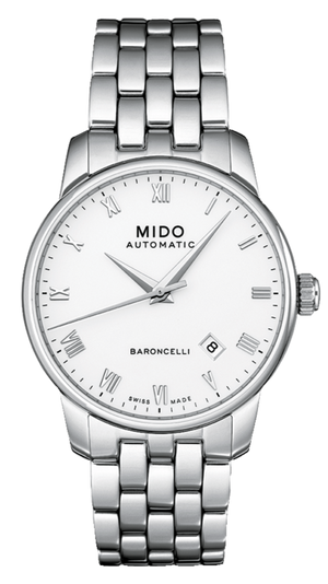 Mido Baroncelli II Automatic White Dial Silver Steel Strap Watch For Men - M8600.4.26.1 Buy Now By Mido