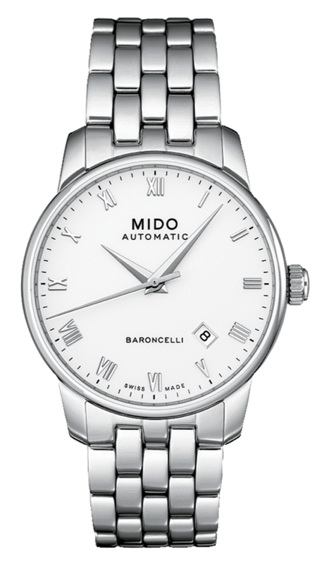 Mido Baroncelli II Automatic White Dial Silver Steel Strap Watch For Men - M8600.4.26.1 Buy Now By Mido