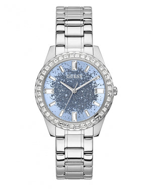 Guess Glitter Burst Diamonds Blue Dial Silver Steel Strap Watch for Women - GW0405L1 Buy Now By Guess