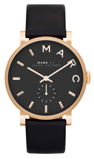 Marc Jacobs Baker Black Dial Black Leather Strap Watch for Women - MBM1269 Buy Now By Marc Jacobs