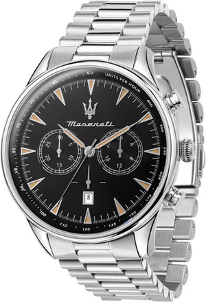 Maserati Tradizione Chronograph Black Dial Silver Steel Strap Watch for Men - R8873646004 Authentic Buy Shop Now