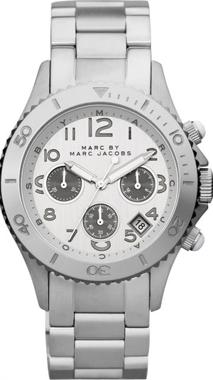 Marc Jacobs Marc Chronograph Silver Dial Silver Steel Strap Watch for Men - MBM3155 Buy Now By Marc Jacobs