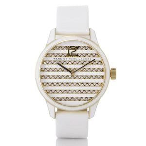 Marc Jacobs Lidia Stripe White Dial White Leather Strap Watch for Women - MBM1164 Buy Now By Marc Jacobs