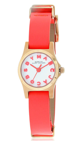 Marc Jacobs Henry Dinky White Dial Orange Leather Strap Watch for Women - MBM1236 Buy Now By Marc Jacobs