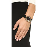 Marc Jacobs Tether Black Dial Black Leather Strap Watch for Women - MBM1376 Buy Now By Marc Jacobs