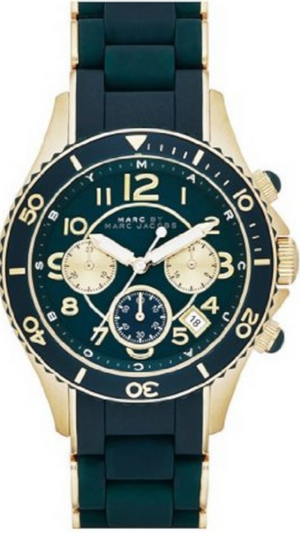 Marc Jacobs Rock Chronograph Green Dial Green Silicone Strap Watch for Women - MBM2597 Buy Now By Marc Jacobs