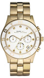 Marc Jacobs Blade Chronograph White Dial Gold Steel Strap Watch for Women - MBM3081