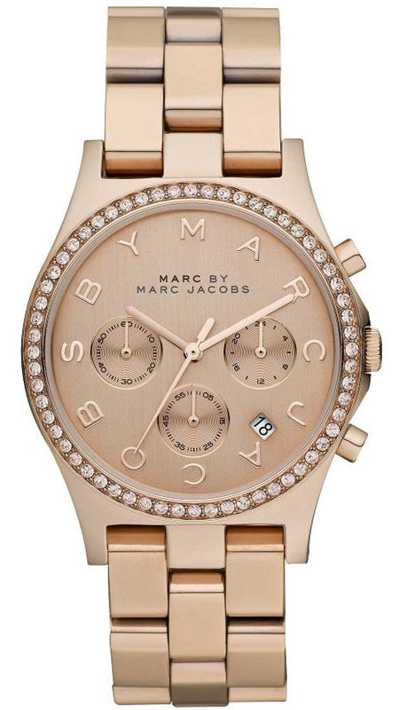 Marc Jacobs Henry Chronograph Rose Gold Dial Rose Gold Steel Strap Watch for Women - MBM3118 Buy Now By Marc Jacobs