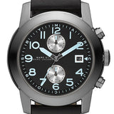 Marc Jacobs Larry Chronograph Black Dial Black Leather Strap Watch for Men - MBM5054 Buy Now By Marc Jacobs