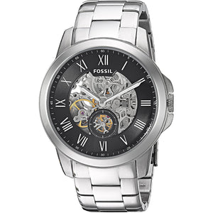 Fossil Grant Skeleton Black Dial Silver Steel Strap Watch for Men - ME3055 Buy Now By Fossil