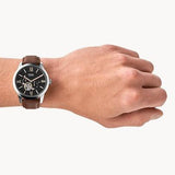 Fossil Townsman Automatic Black Dial Brown Leather Strap Watch for Men - ME3061 Buy Now By Fossil