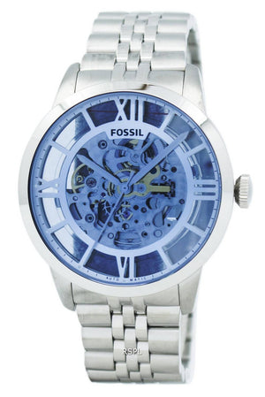 Fossil Townsman Automatic Skeleton Blue Dial Silver Steel Strap Watch for Men - ME3073 Buy Now By Fossil