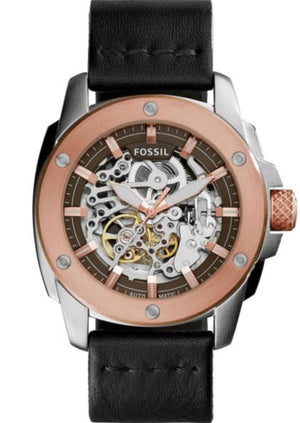 Fossil Modern Machine Automatic Skeleton Dial Black Leather Strap Watch for Men - ME3082 Buy Now By Fossil