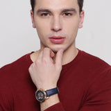 Fossil Grant Automatic Skeleton Blue Dial Blue Leather Strap Watch for Men - ME3102 Buy Now By Fossil