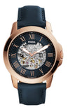 Fossil Grant Automatic Skeleton Blue Dial Blue Leather Strap Watch for Men - ME3102 Buy Now By Fossil