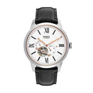 Fossil Townsman Automatic White Dial Black Leather Strap Watch for Men - ME3104 Buy Now By Fossil