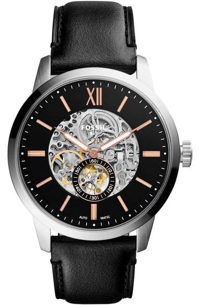 Fossil Townsman Skeleton Black Dial Black Leather Strap Watch for Men - ME3153 Buy Now By Fossil
