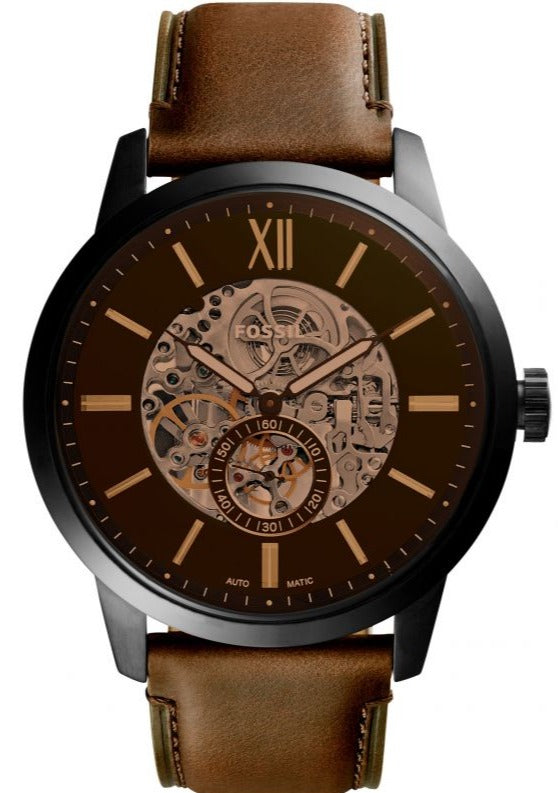 Fossil Townsman Automatic Black Dial Brown Leather Strap Watch for Men - ME3155 Buy Now By Fossil