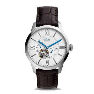 Fossil Townsman Automatic Chronograph White Dial Blue Leather Strap Watch for Men - ME3167 Buy Now By Fossil