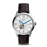 Fossil Townsman Automatic Chronograph White Dial Blue Leather Strap Watch for Men - ME3167 Buy Now By Fossil