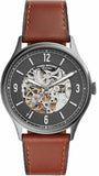 Fossil Forrester Automatic Skeleton Grey Dial Brown Leather Strap Watch for Men - ME3178 Buy Now By Fossil