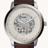 Fossil Neutra Automatic Skeleton White Dial Brown Leather Strap Watch for Men - ME3184 Buy Now By Fossil