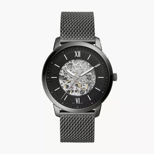 Fossil Neutra Automatic Skeleton Black Dial Grey Mesh Strap Watch for Men - ME3185 Buy Now By Fossil