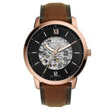 Fossil Neutra Automatic Skeleton Black Dial Brown Leather Strap Watch for Men - ME3195 Buy Now By Fossil
