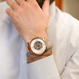 Fossil Neutra Automatic Skeleton White Dial Two Tone Steel Strap Watch for Men - ME3196 Buy Now By Fossil