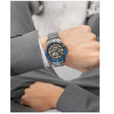 Fossil FB-01 Automatic Skeleton Black Dial Grey Steel Strap Watch for Men - ME3201 Buy Now By Fossil