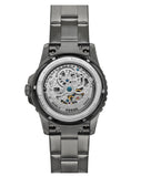 Fossil FB-01 Automatic Skeleton Black Dial Grey Steel Strap Watch for Men - ME3201 Buy Now By Fossil