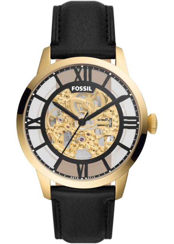 Fossil Townsman Automatic Skeleton Black Dial Black Leather Strap Watch for Men - ME3210 Buy Now By Fossil