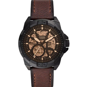 Fossil Bronson Automatic Skeleton Black Dial Brown Leather Strap Watch for Men - ME3219 Buy Now By Fossil