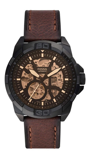 Fossil Bronson Automatic Skeleton Black Dial Brown Leather Strap Watch for Men - ME3219 Buy Now By Fossil
