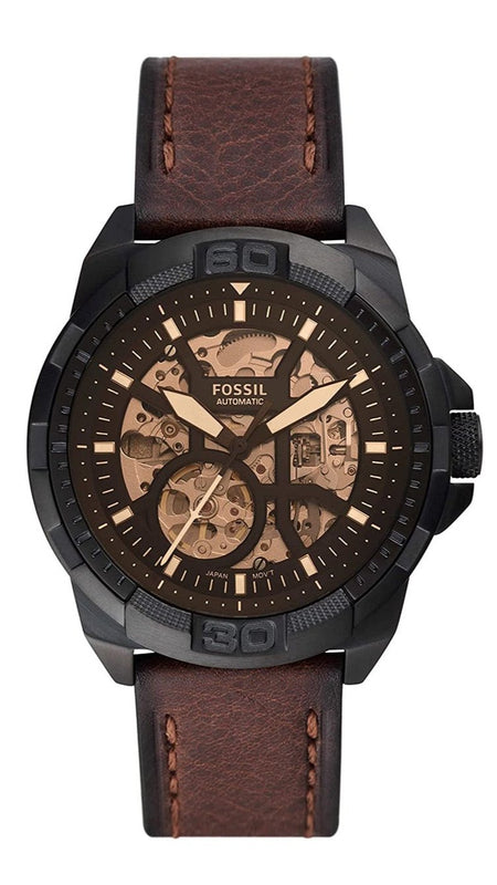 Fossil Bronson Automatic Skeleton Black Dial Brown Leather Strap Watch for Men - ME3219 Buy Now By Fossil