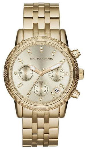 Michael Kors Ritz Chronograph Gold Dial Gold Steel Strap Watch for Women - MK5676 Buy Now By Michael Kors