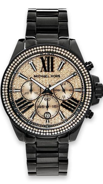 Michael Kors Wren Chronograph Gold Diamonds Dial Black Steel Strap Watch for Women - MK5879 Buy Now By Michael Kors