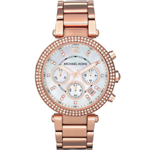Michael Kors Parker White Dial with Diamonds Rose Gold Steel Strap Watch for Women - MK5491 Buy Now By Michael Kors