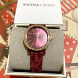 Michael Kors Corey Crystals Red Dial Red Leather Strap Watch for Women - MKO1025 Buy Now By Michael Kors