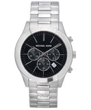 Michael Kors Slim Runway Chronograph Black Dial Silver Steel Strap Watch For Men - MK1056 Buy Now By Michael Kors