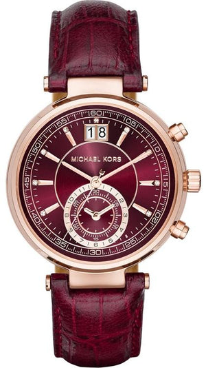 Michael Kors Sawyer Maroon Dial Maroon Leather Strap Watch for Women - MK2426 Buy Now By Michael Kors
