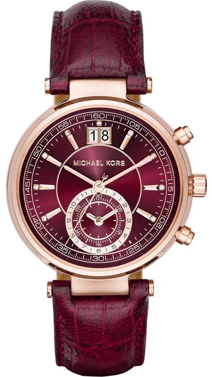 Michael Kors Sawyer Maroon Dial Maroon Leather Strap Watch for Women - MK2426 Buy Now By Michael Kors
