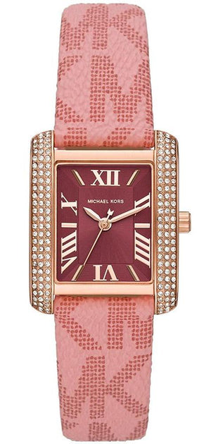 Michael Kors Emery Quartz Diamonds Red Dial Pink Leather Strap Watch For Women - MK2966 Buy Now By Michael Kors