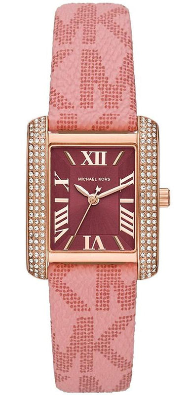 Michael Kors Emery Quartz Diamonds Red Dial Pink Leather Strap Watch For Women - MK2966 Buy Now By Michael Kors