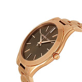 Michael Kors Slim Runway Brown Dial Rose Gold Stainless Steel Strap Watch for Women - MK3181 Buy Now By Michael Kors