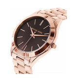 Michael Kors Slim Runway Brown Dial Rose Gold Stainless Steel Strap Watch for Women - MK3181 Buy Now By Michael Kors